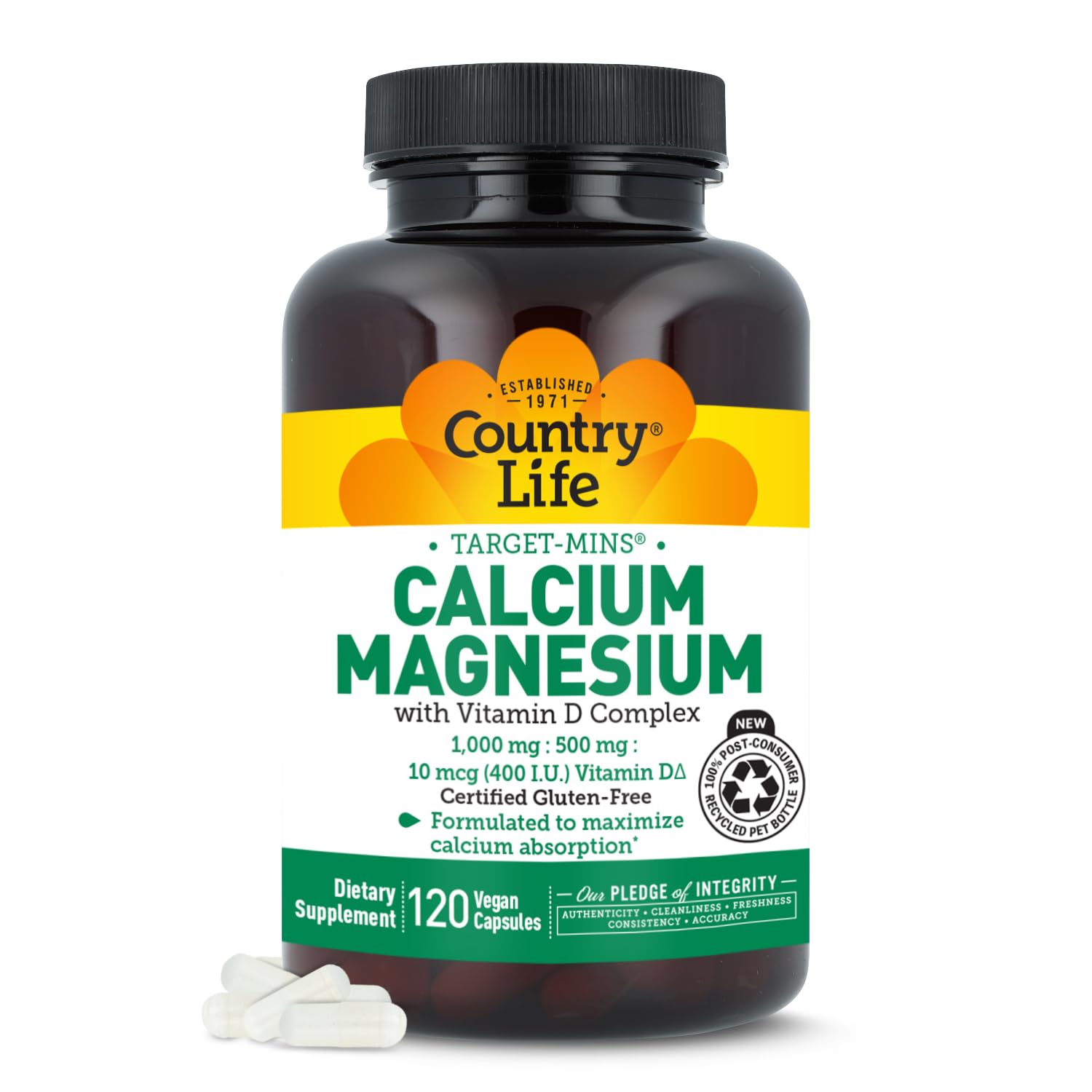 Country Life Target-Mins botella con calcio magnesio y vitamina D para huesos sanos