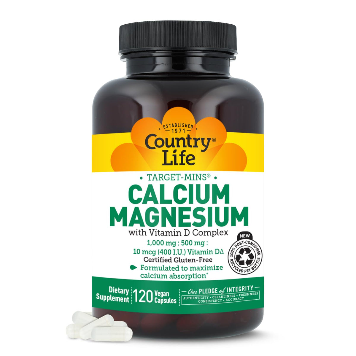 Country Life Target-Mins botella con calcio magnesio y vitamina D para huesos sanos