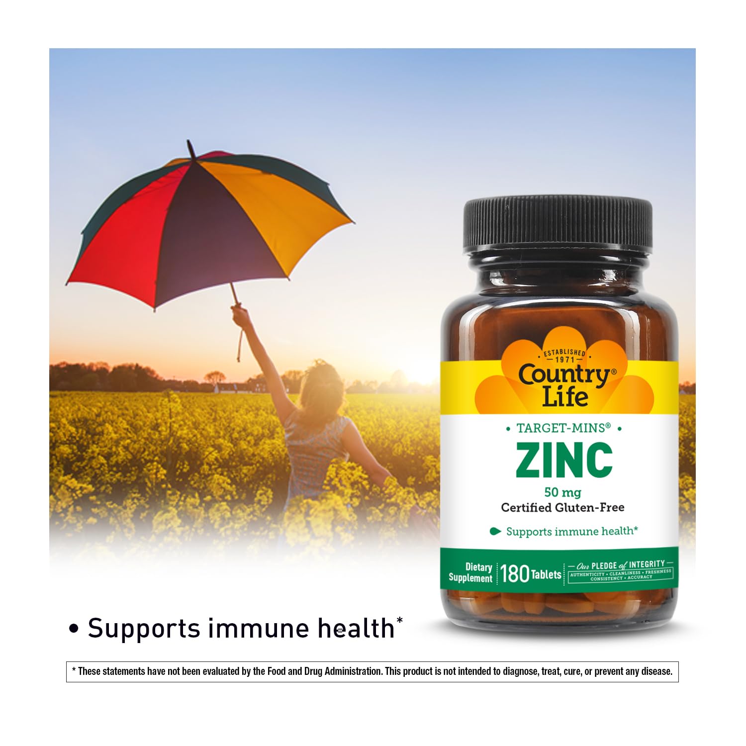 Country Life Target-Mins Zinc 50 mg, capsulas: aporte diario para funciones inmunes.
