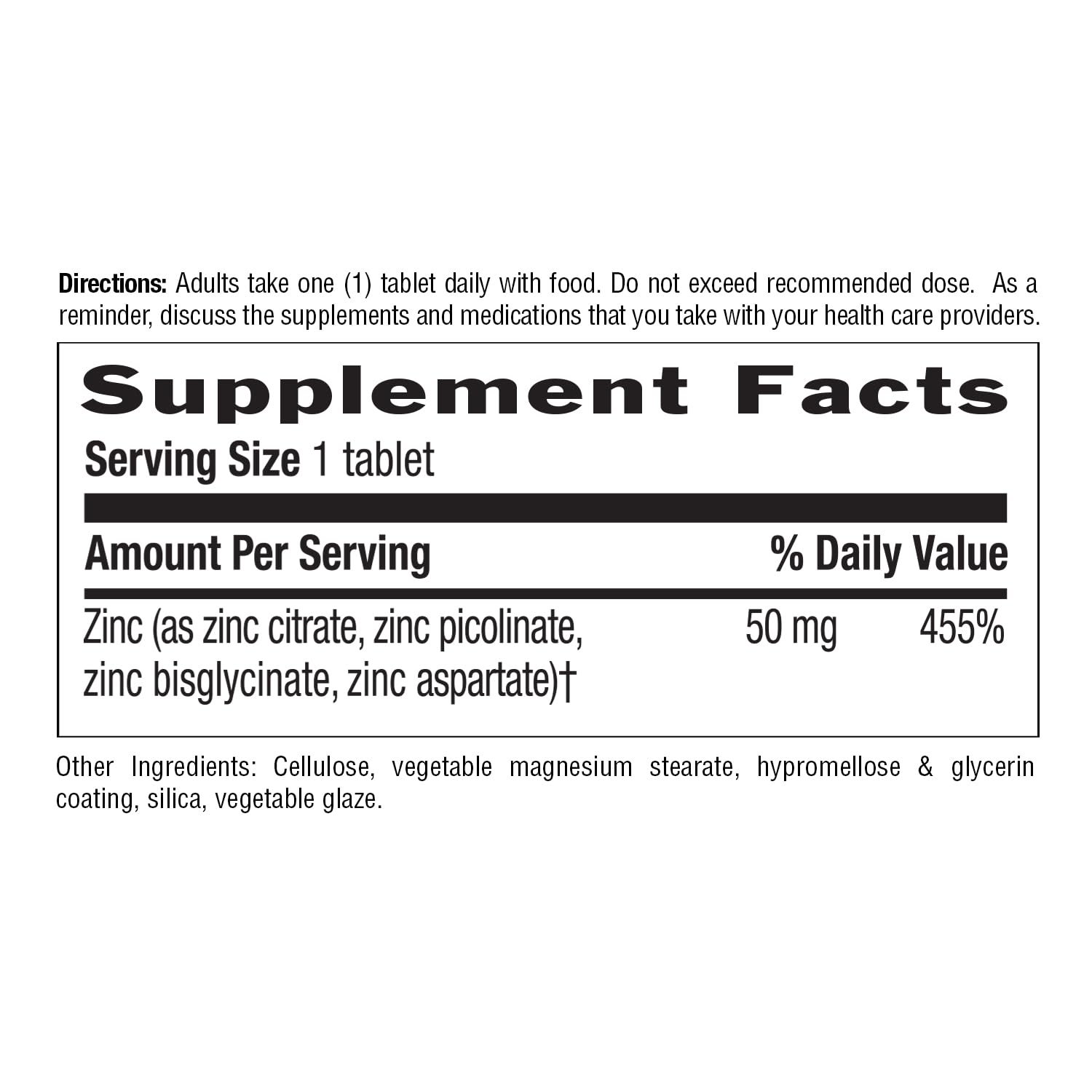 Country Life Target-Mins Zinc 50 mg, 90 tabletas en caja para ingesta diaria.