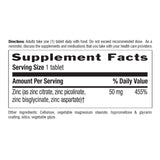 Country Life Target-Mins Zinc 50 mg, 90 tabletas en caja para ingesta diaria.
