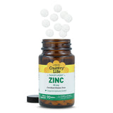 Envase compacto de Country Life Target-Mins Zinc para llevar en casa o viaje.