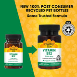 Country Life Vitamina B12: etiqueta frontal, transparencia en ingredientes y origen ético.