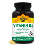 Country Life Vitamina D3 2500 UI — botella visible para uso diario y absorción de calcio