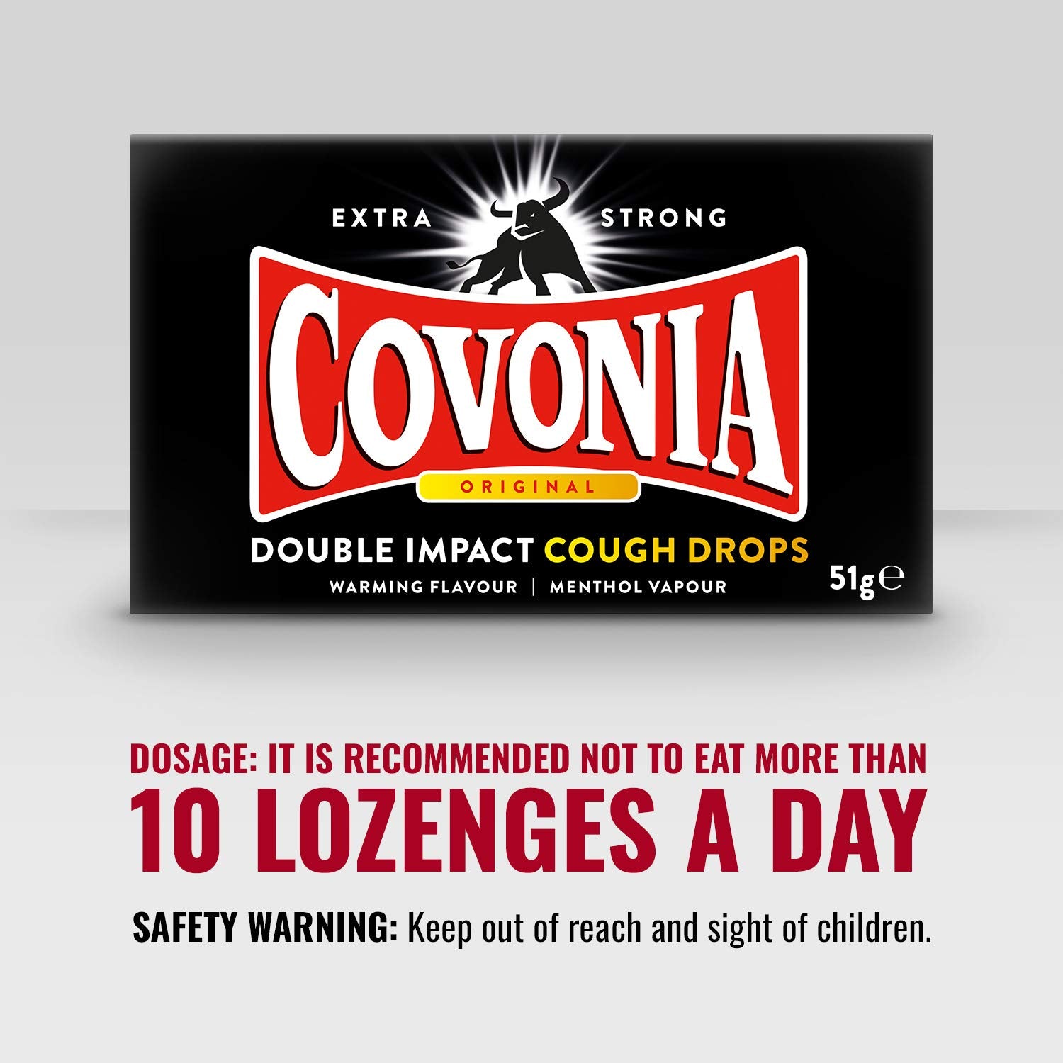 Covonia pastillas para tos Original, doble impacto de sabor caliente y mentol.