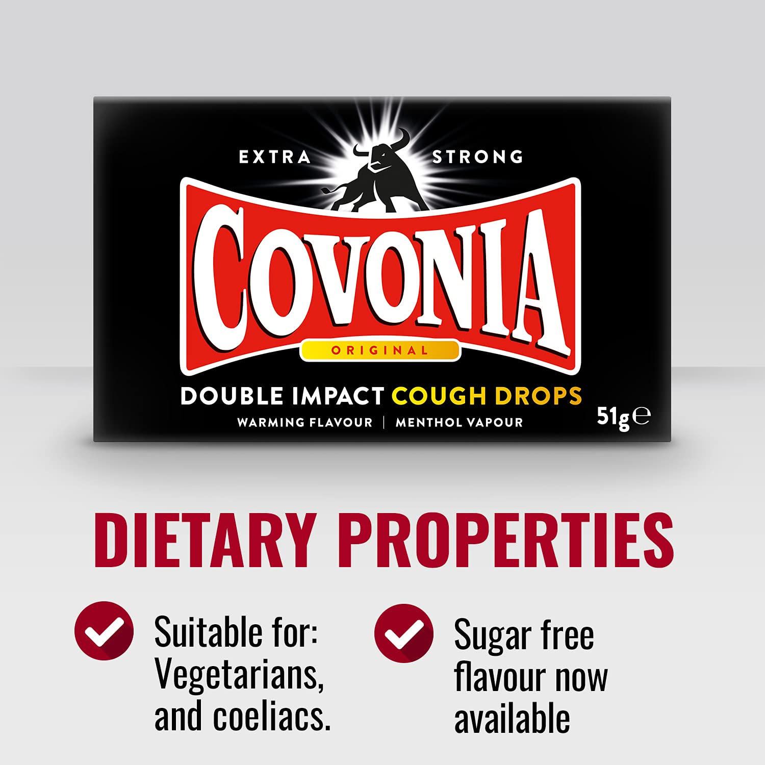 Covonia pastillas Original, textura de caramelo suave para uso diario.