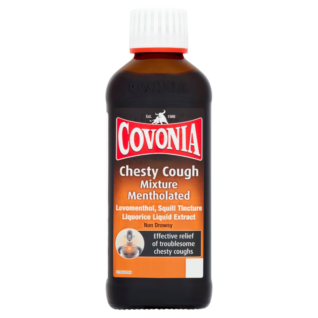 Covonia Chesty Cough botella mentolada, sensación refrescante para la garganta