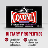 Covonia Berry Blast mitad blanca en primer plano, sugerido para calma de garganta.