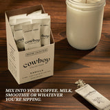 Empaque sostenible de Cowboy Colostrum garantiza calidad y ética.