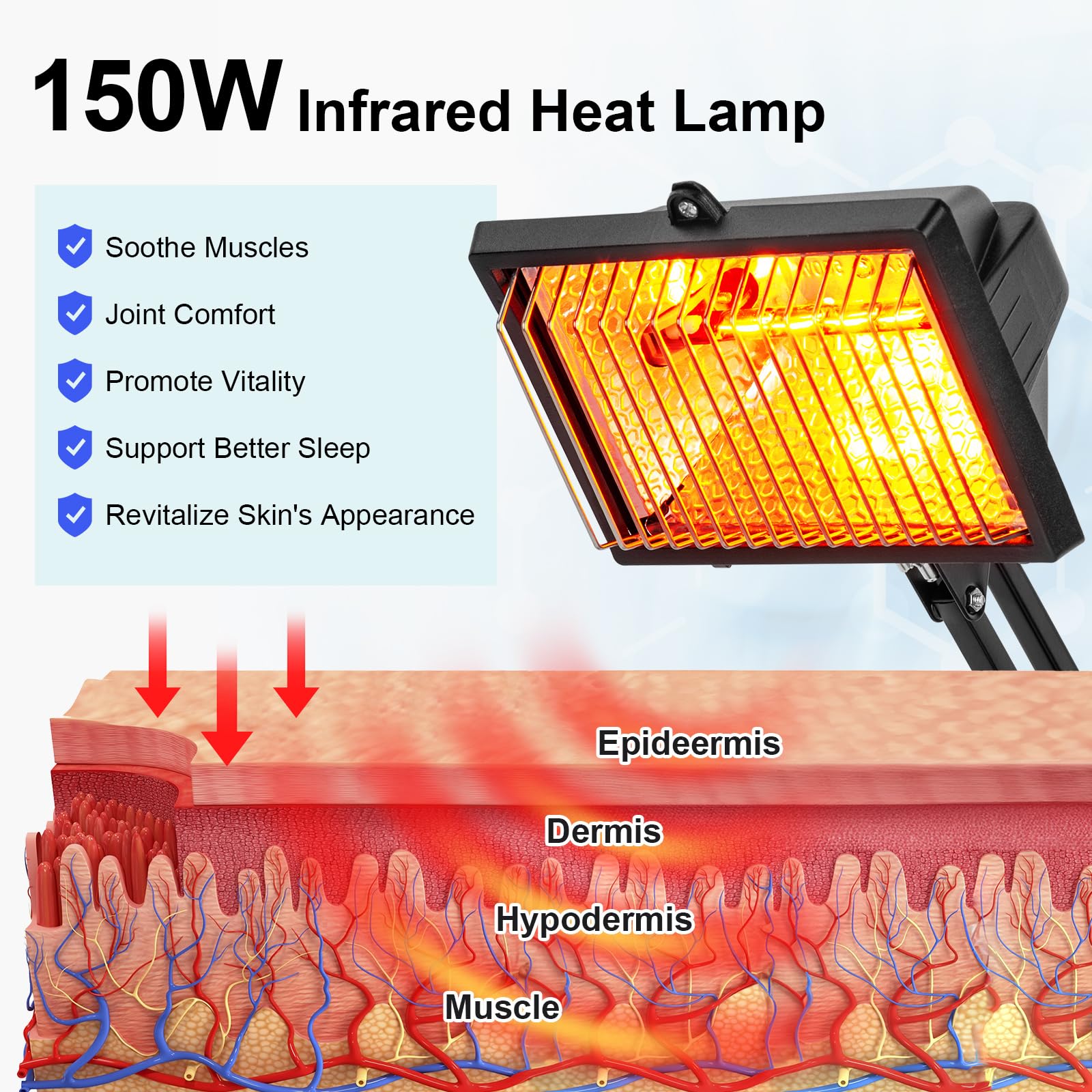 Cozion lampara infrarroja 150W con brazo ajustable para dirigir el calor