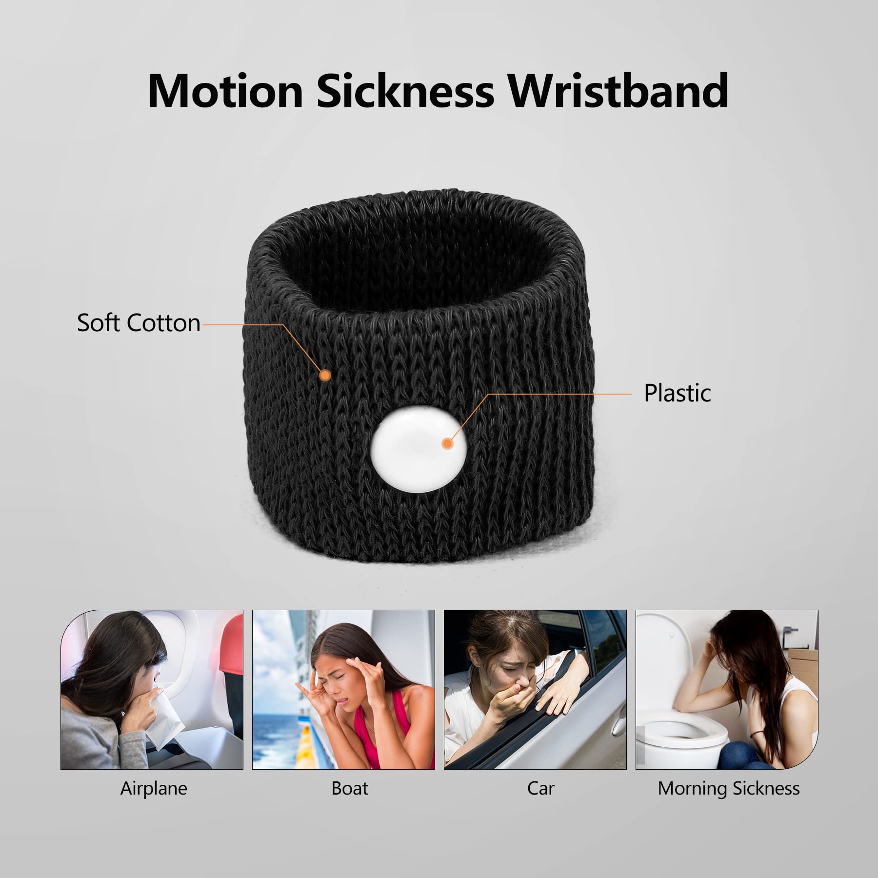 Cozyhealth muñeca antinauseas dos pares para viajes en coche y avión.