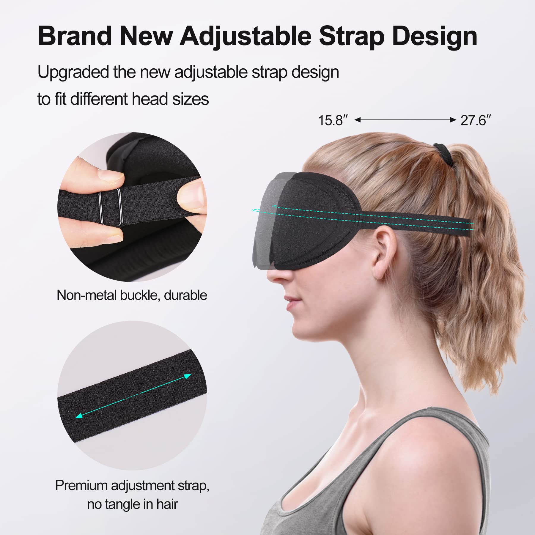 Cozyhealth máscara 3D contorneada para confort ocular y menor fricción.