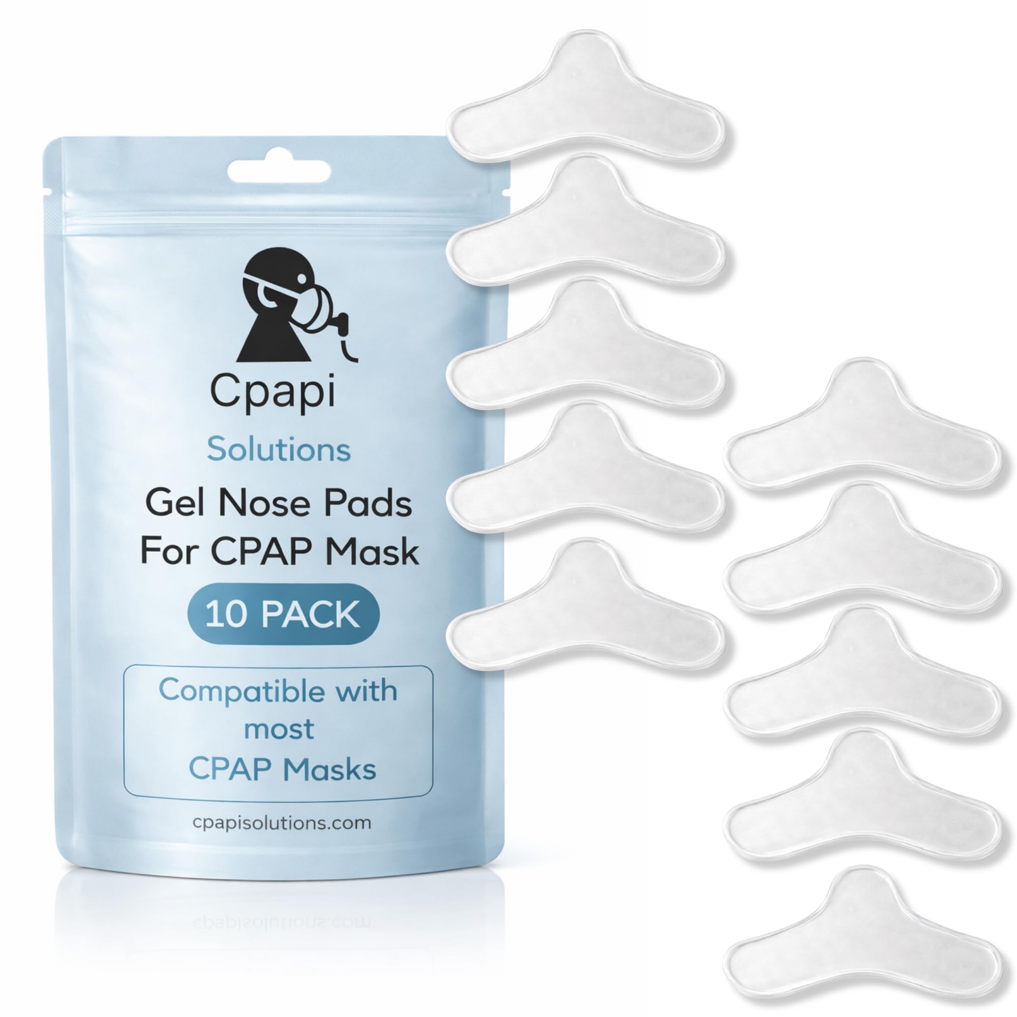 CPAPi Solutions: almohadillas de gel para nariz, pack de 10, mayor comodidad.