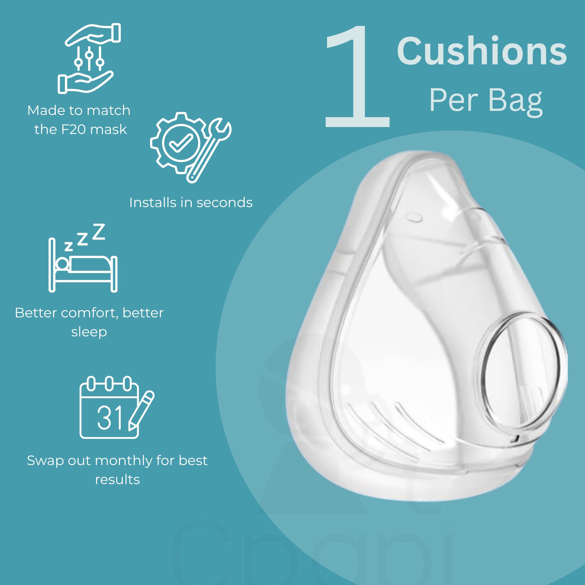 CPAPi Solutions F20 sello de silicona suave para ajuste estable.