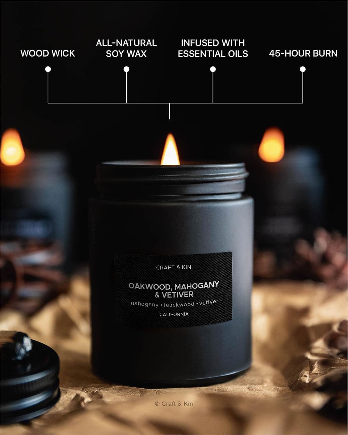 Craft & Kin vela uso doméstico: aroma suave para relajación y aromaterapia