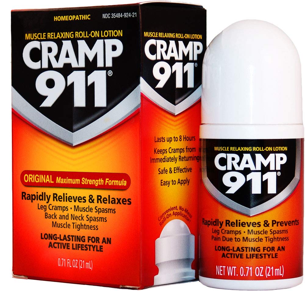 Cramp911: botella roll-on relajante para alivio muscular rápido.