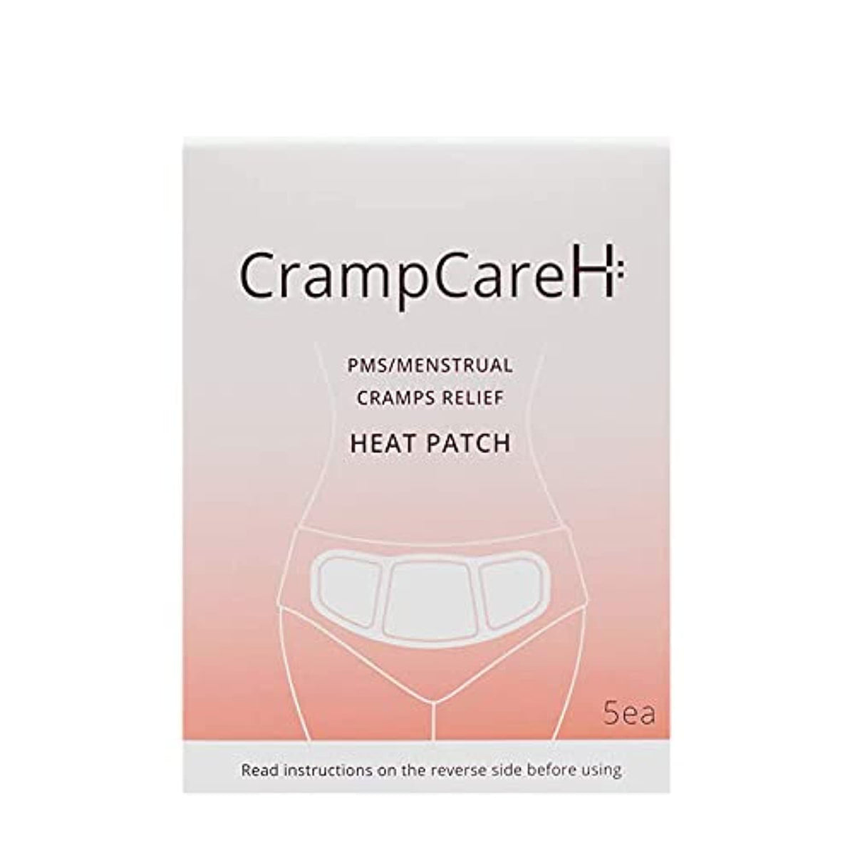 Parche CrampCareH con calor relajante y alas amplias para abdomen.