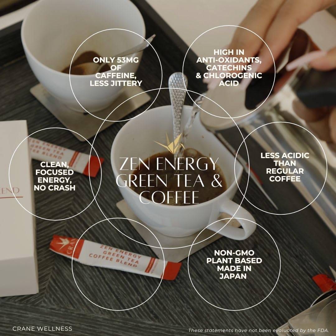 CRANE WELLNESS Energia Zen vaso con hielo, sabor refrescante para recargar durante el día.
