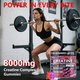 Empaque plástico de Crasye gomitas creatina 8000 mg, sabor frambuesa-arándano
