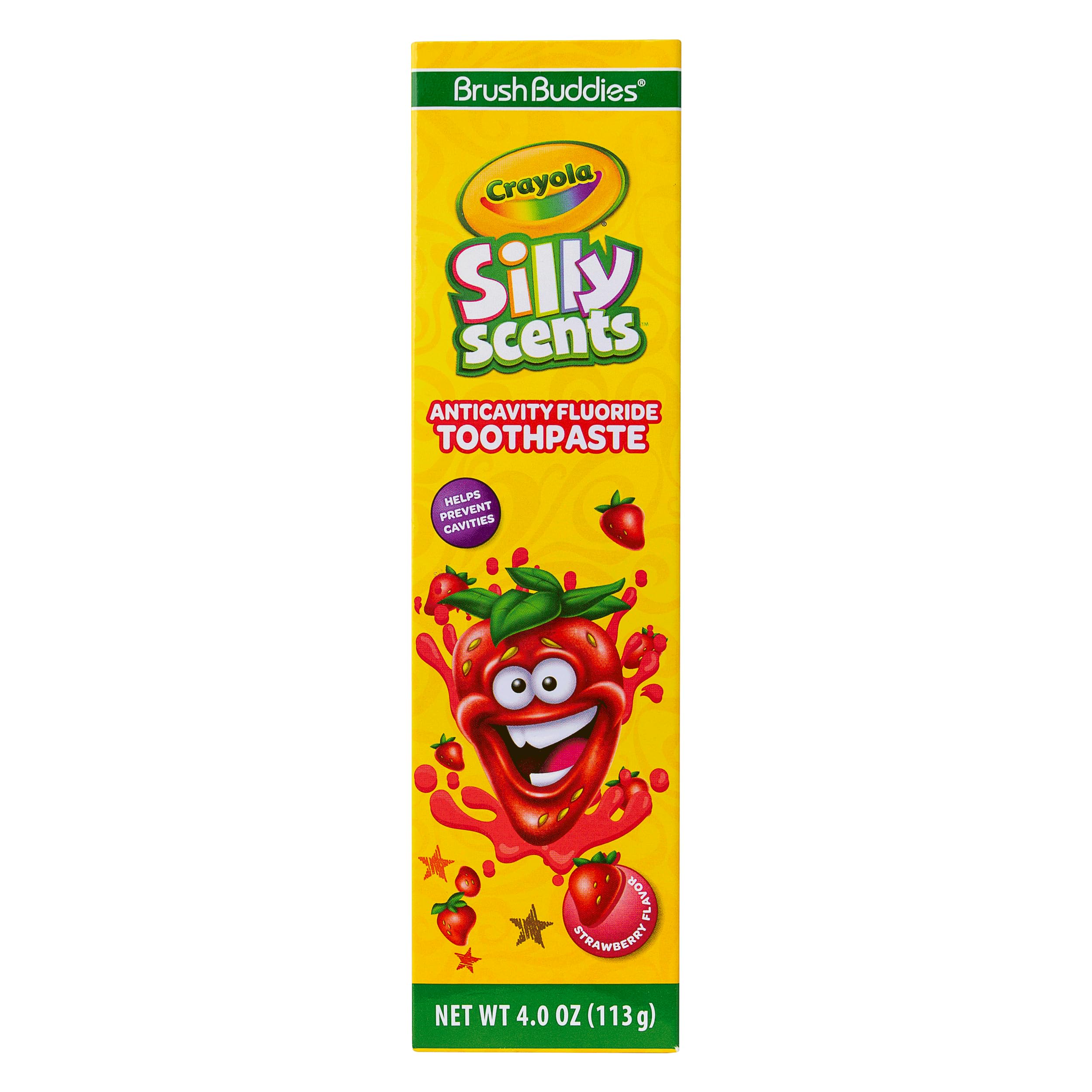 Niño pequeño cepillándose los dientes con Crayola Silly Scents.