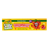 Tubo de Crayola Brush Buddies Silly Scents con sabor a fresa, ideal para cepillado diario.