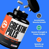 Crazy Muscle Three-atine: etiqueta del envase con ingredientes y beneficios.