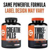 Logo de Crazy Muscle Three-atine en envase premium y limpio.
