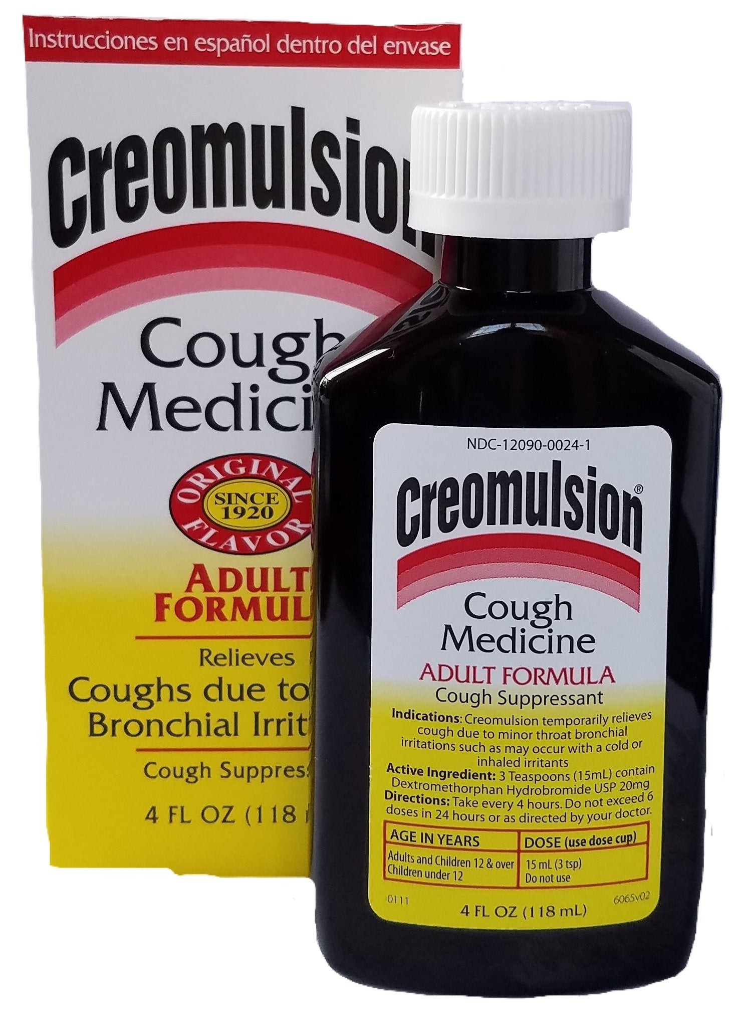 Creomulsion, botella de medicina para la tos, ayuda a calmar la tos de forma suave.