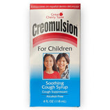 Creomulsion niños líquido 4 onzas botella frente, alivio posible de tos por irritación leve