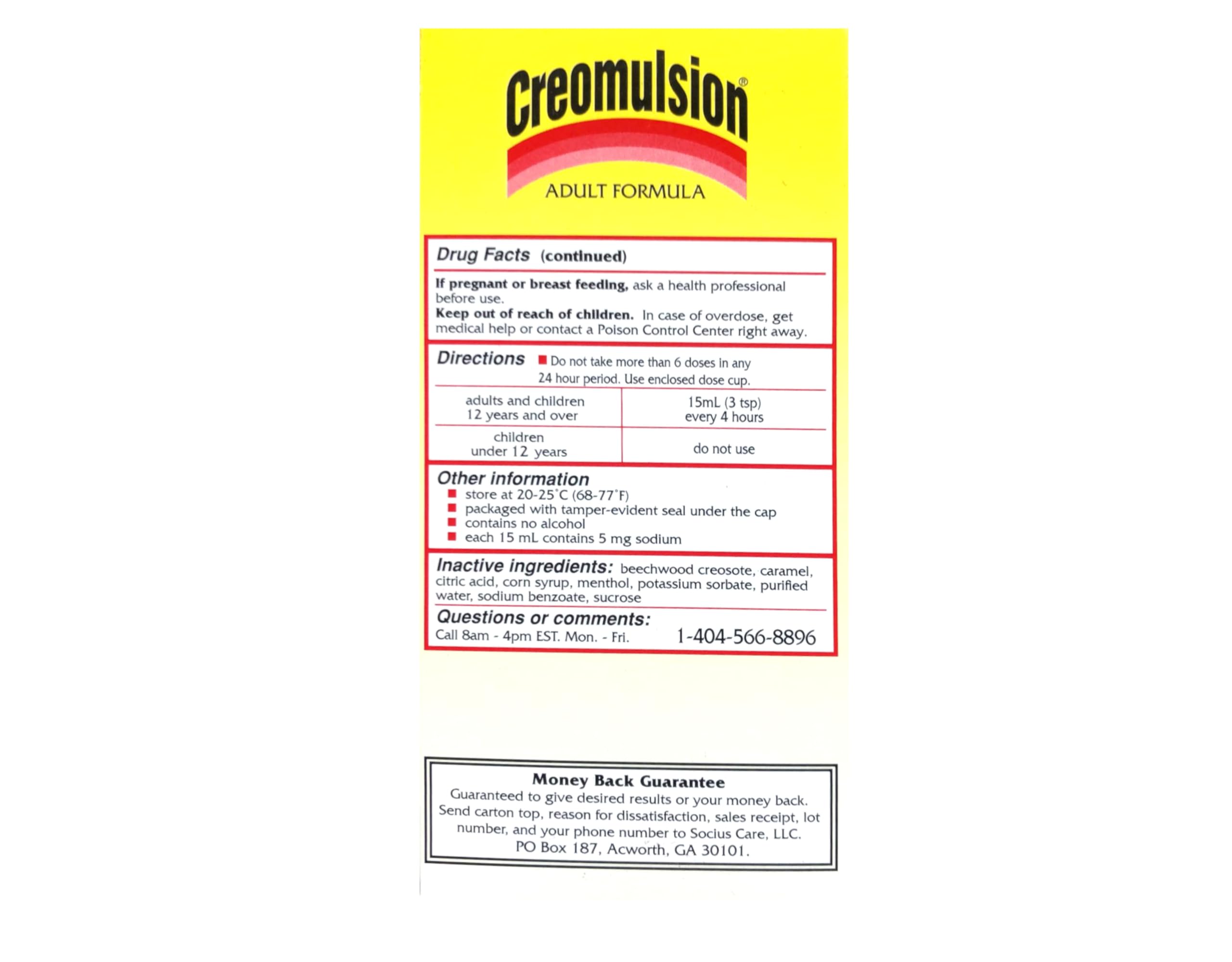 Creomulsion para adultos, dosis medida, dosificación fácil y precisa.