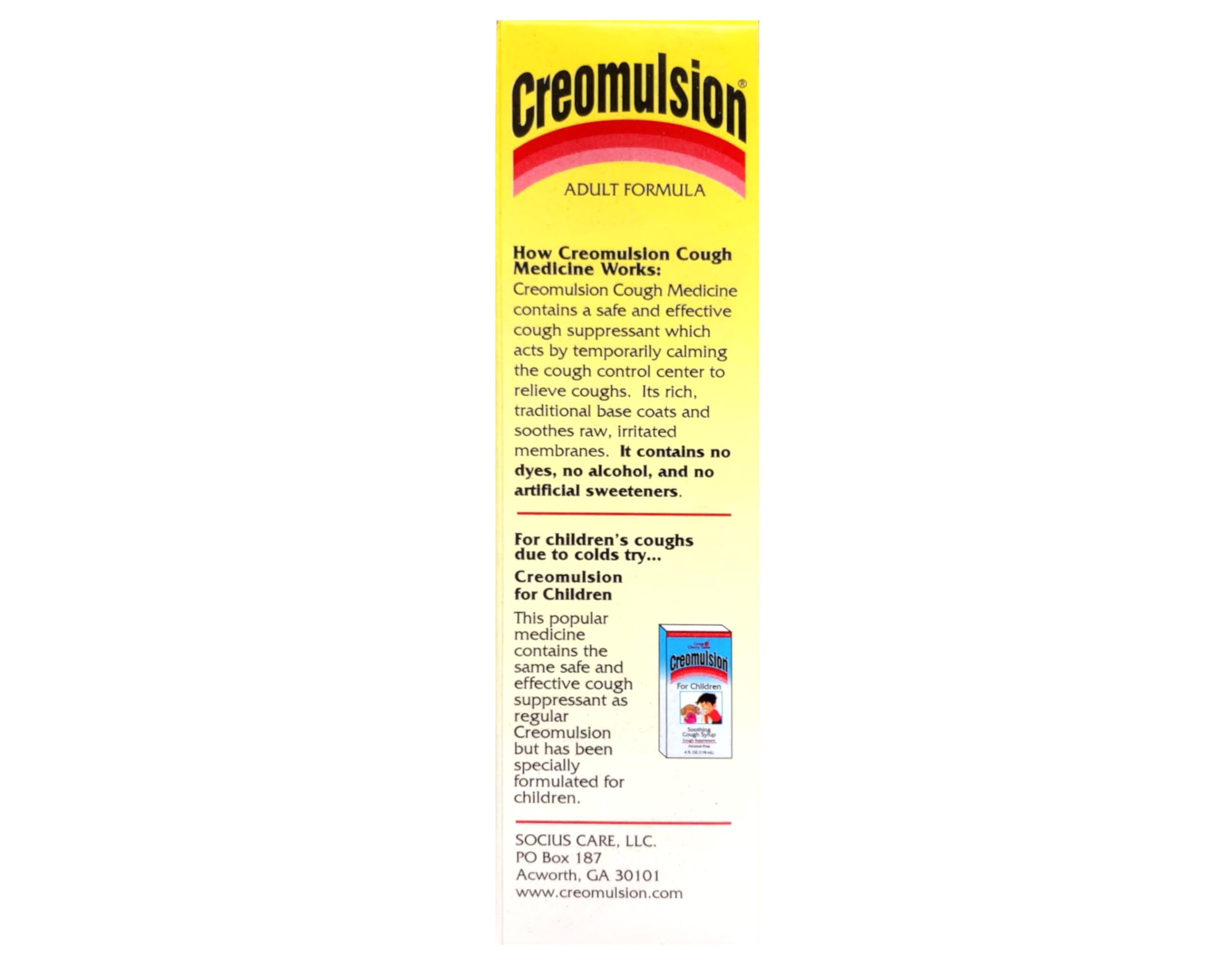 Creomulsion para adultos, vertido suave de jarabe para uso cómodo.