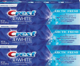 Crest 3D White Arctic Fresh, tres tubos de 107 g, blanqueamiento y protección ante manchas.