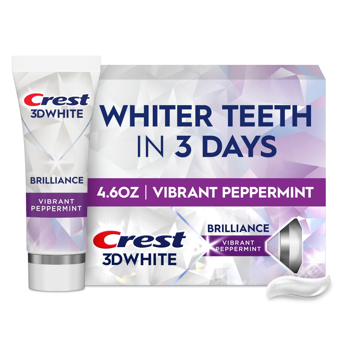 Crest 3D White Brilliance, tubo de pasta de dientes menta vibrante, blanqueamiento suave para el esmalte