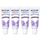 Crest 3D White Brilliance: tubo mini de menta vibrante, ideal para viaje y higiene bucal diaria.