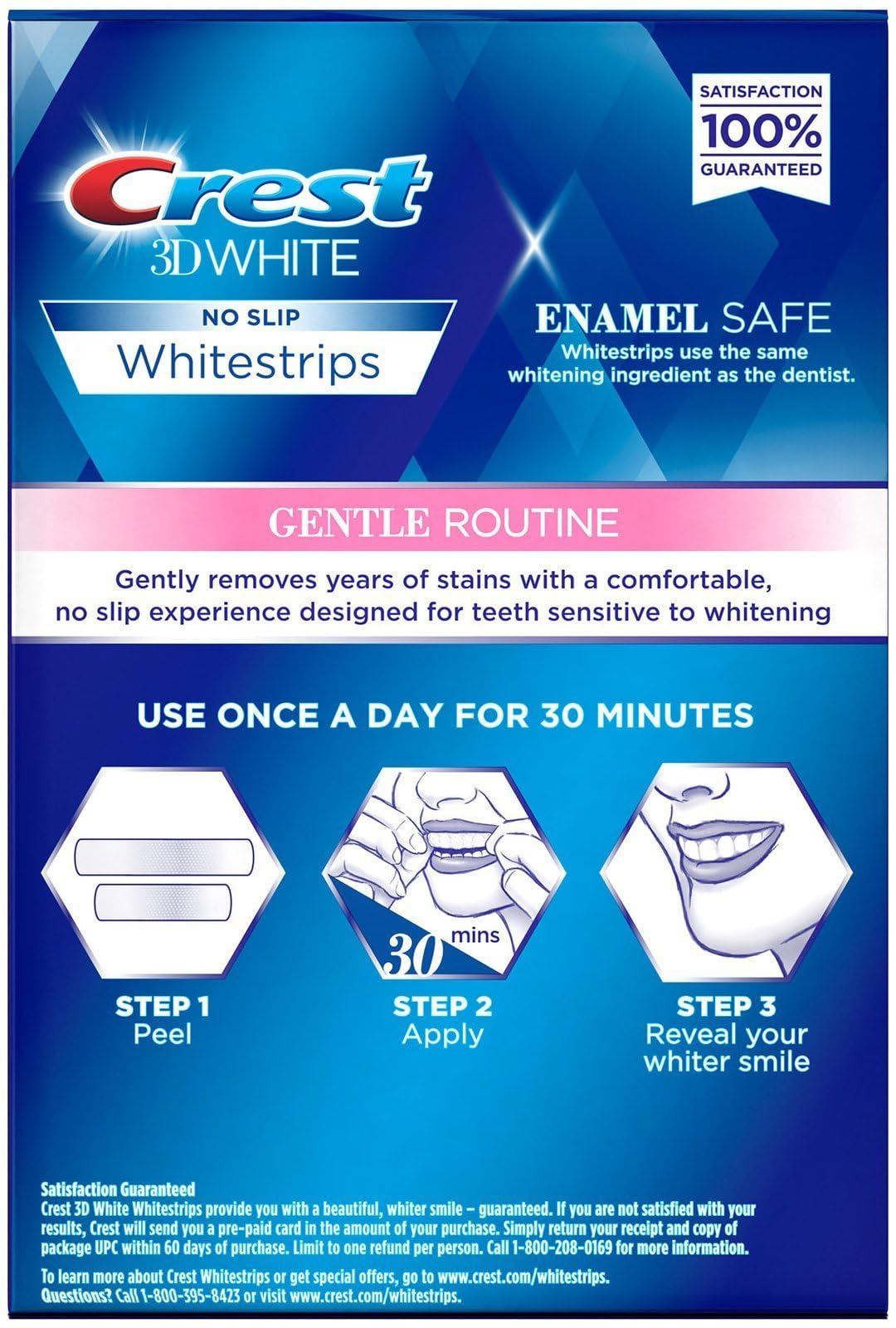 Crest 3D Whitestrips sensibles: adhesivo suave para dientes sensibles.