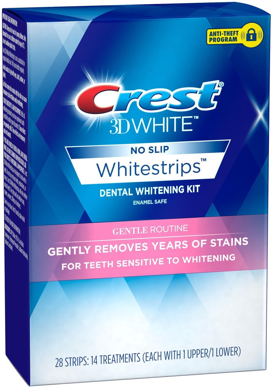 Crest 3D Whitestrips sensibles: uso diario de 30 minutos.