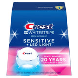 crest 3d whitestrips sensitive + luz led: luz led para blanqueamiento suave en casa.