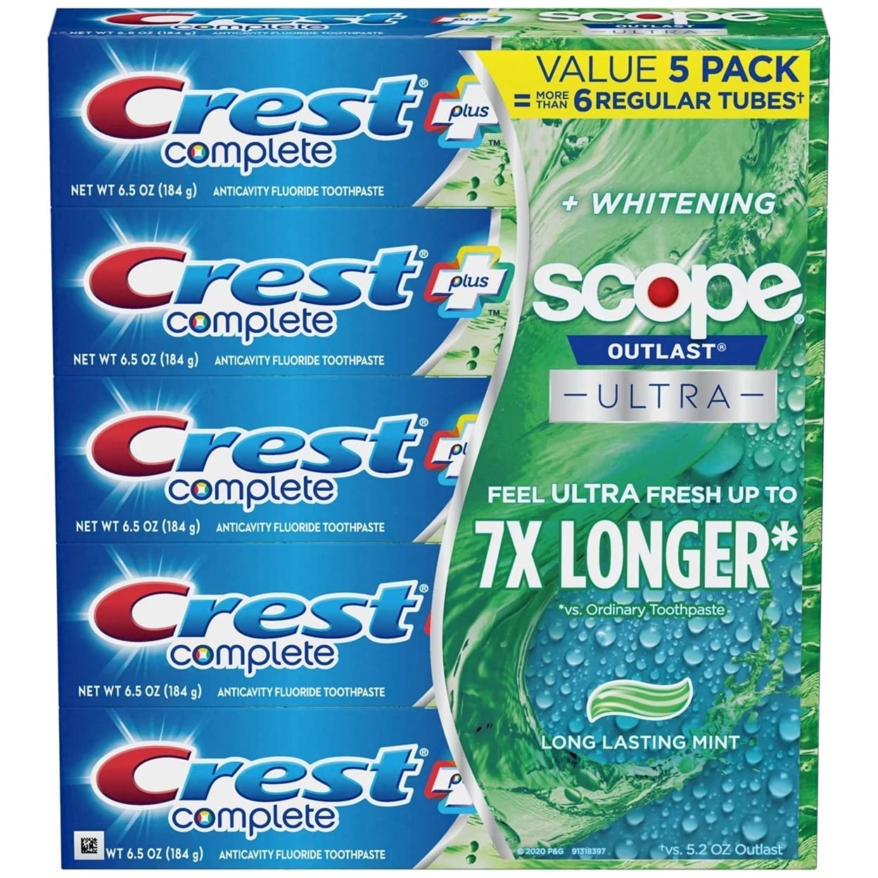 Crest Complete Whitening + Scope, pasta dental para blanqueamiento y protección diaria con sabor Scope