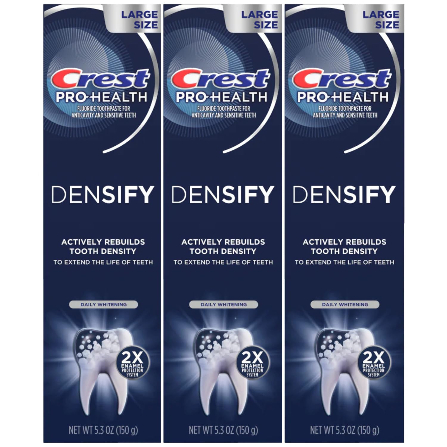 Tecnología Densify de Crest para remineralización suave del esmalte.