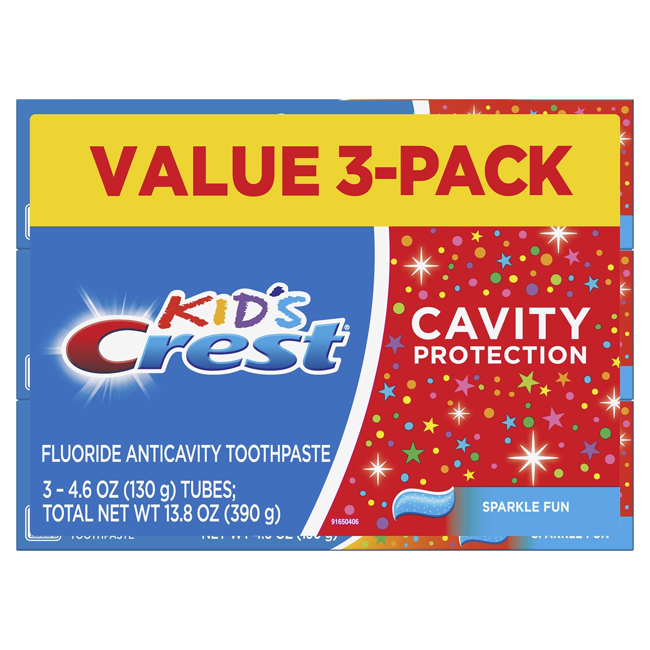 Pasta de dientes Crest para niños con brillo divertido que facilita el cepillado diario.