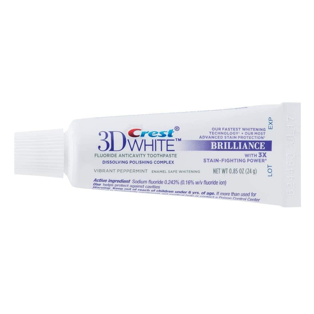 Paquete de 12 Crest 3D White Brilliance listo para viaje, sabor a menta