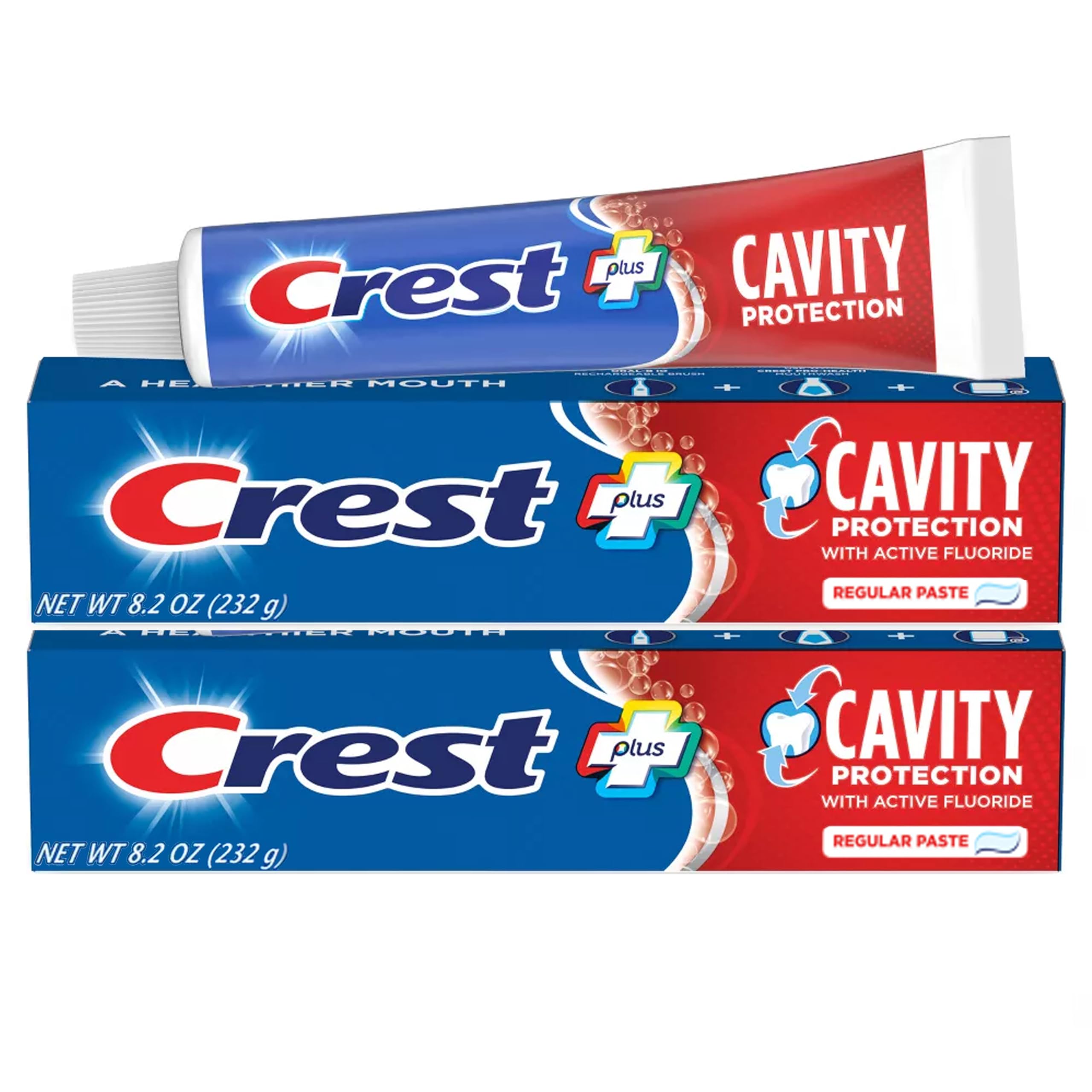 Crest: dos tubos de pasta 8.2 oz para uso diario.