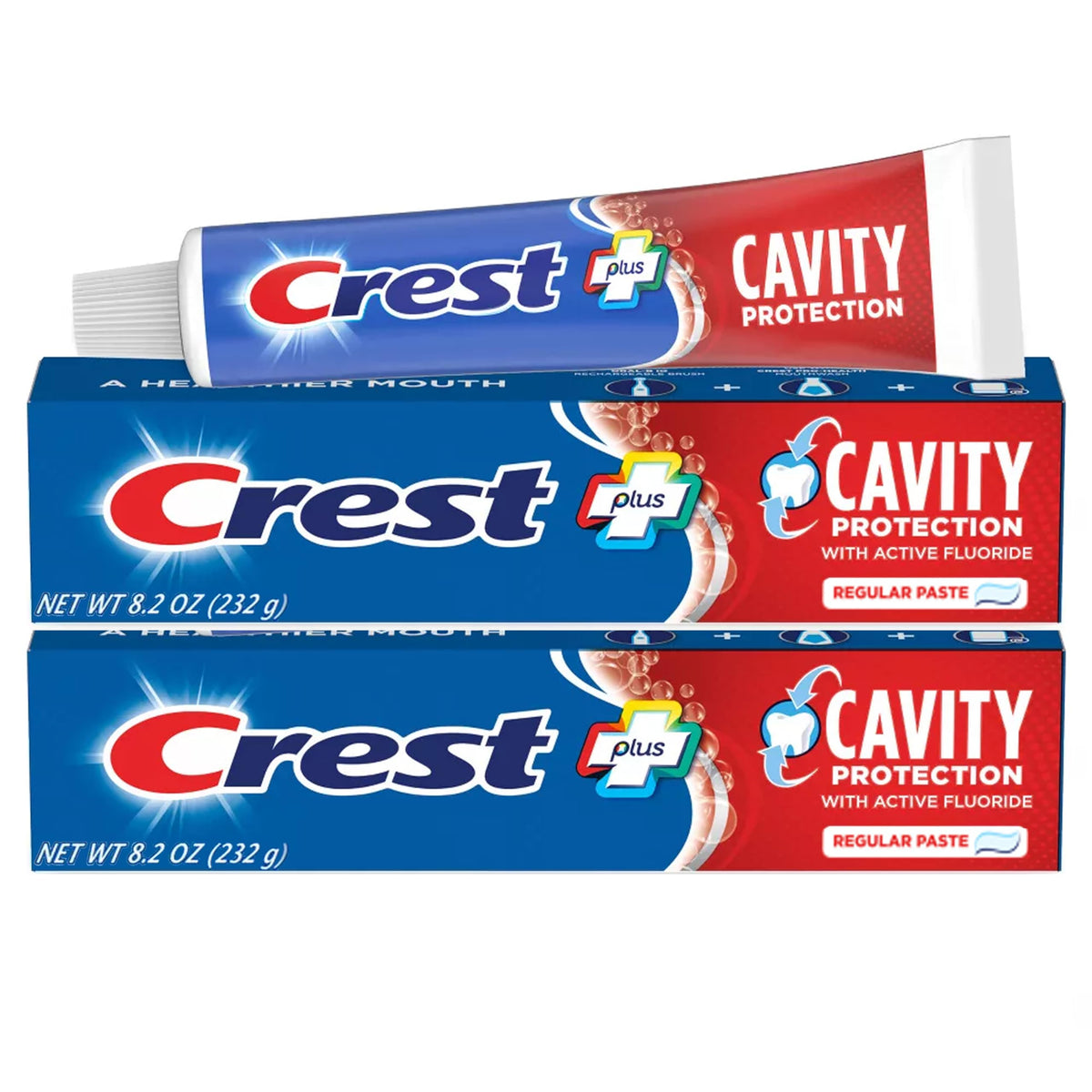 Crest: dos tubos de pasta 8.2 oz para uso diario.