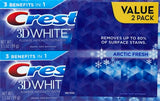 Crest pasta dientes blanqueadora, pack de dos, conveniencia para el cuidado diario.