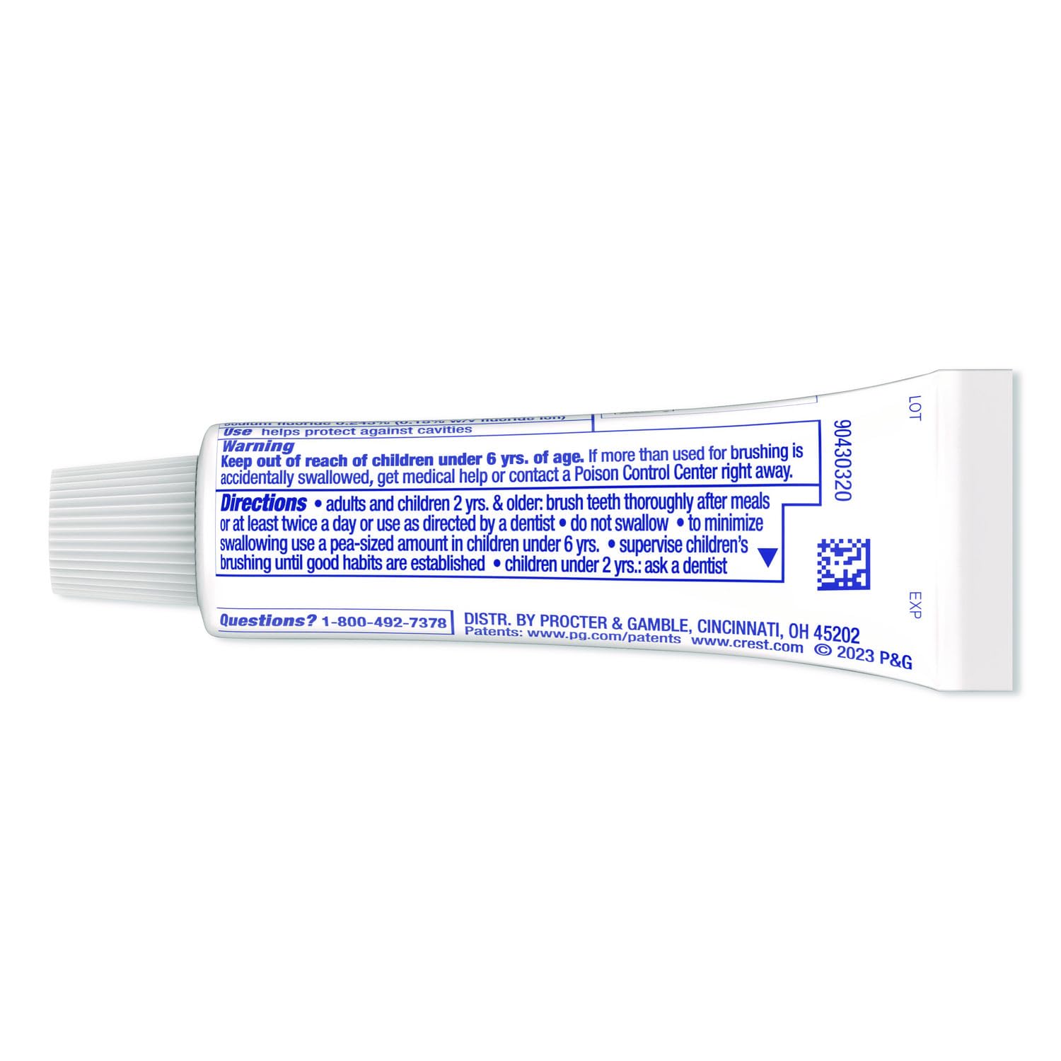 Crest pasta dientes fluoruro que fortalece esmalte para uso diario.
