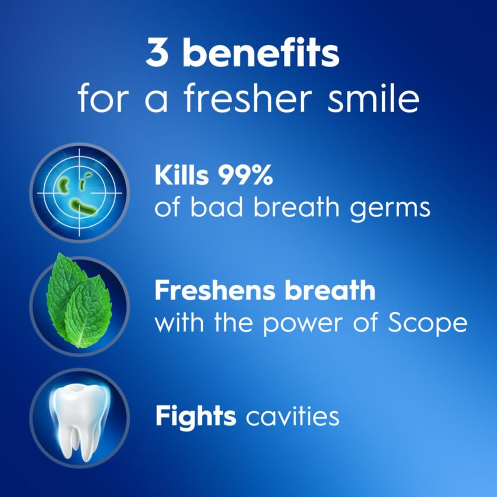 Crest Complete Whitening con Scope, pasta de dientes menta para blanqueamiento suave.