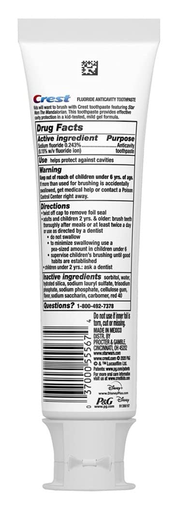 Crest para niños, paquete de 6 tubos, sabor fresa para sonrisas frescas.