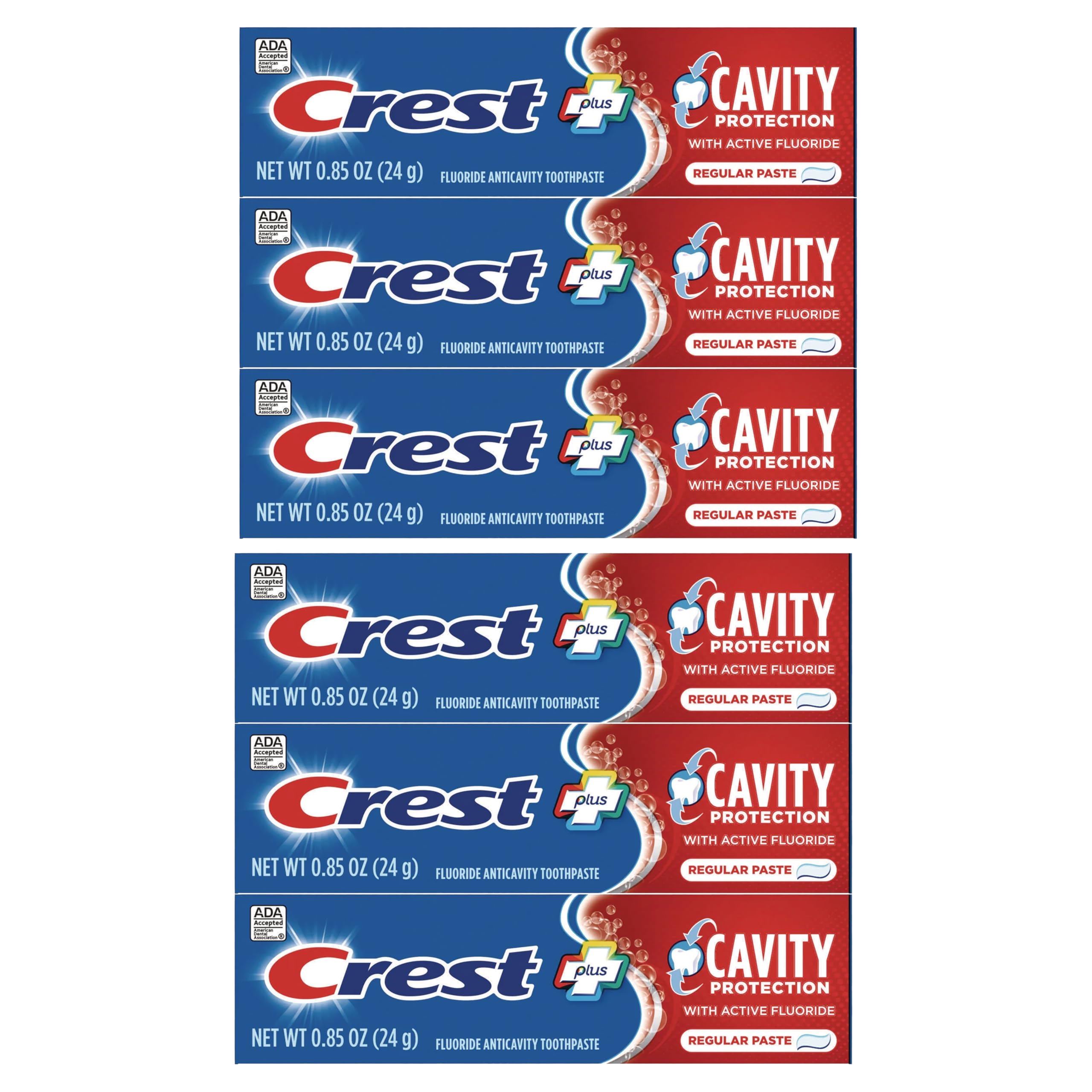 Crest pasta dientes protección caries en tubo de 24 g, ideal para viajar.