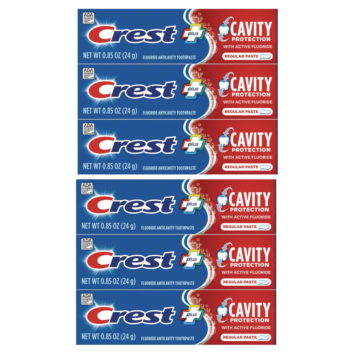 Crest pasta dientes protección caries en tubo de 24 g, ideal para viajar.