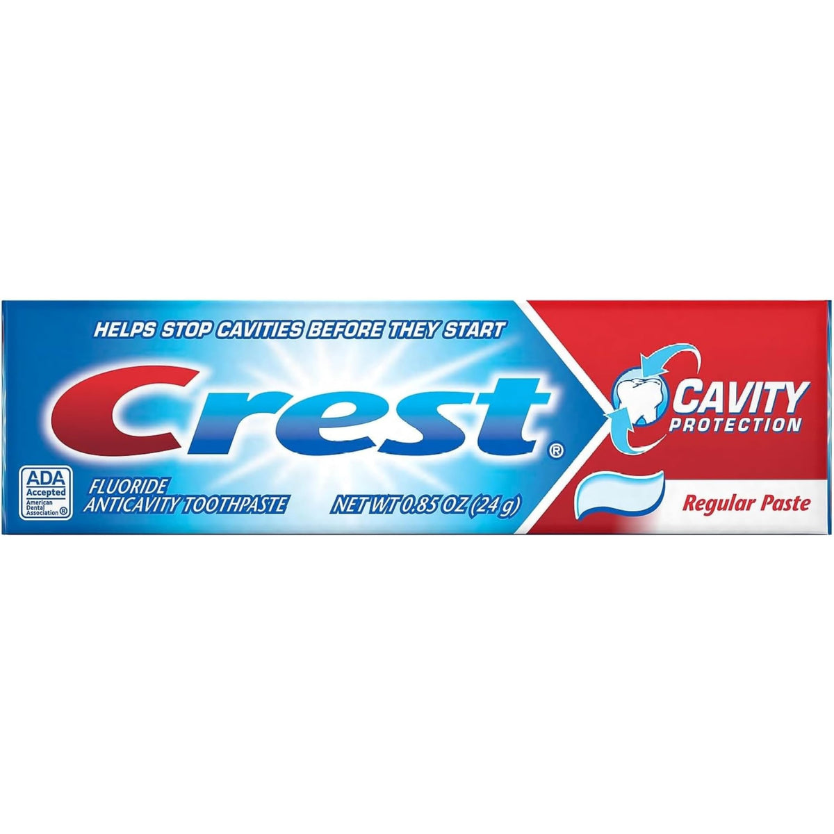 Crest Protección contra caries en tubo de 24 g para uso diario.
